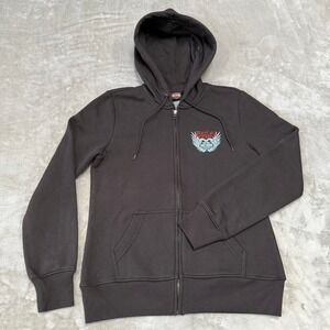 Harley-Davidson Full Zip Hoodie Womens Small Black Pockets Motorcycle New NWOT